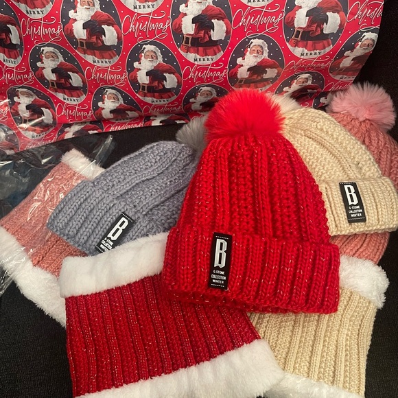 2 Pieces Winter Hats, Women Scarf Set, Warm Knitted Beanie Set color Red - Picture 4 of 4